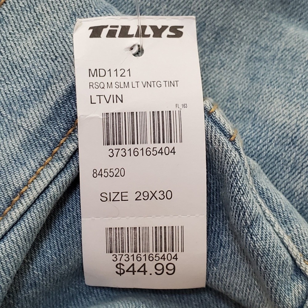 New With Tags Mens RSQ Slim Straight Blue Jeans Denim Vintage Flex Size 29x30 - Picture 11 of 12